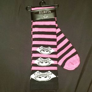 Pink Skull Knee High Socks